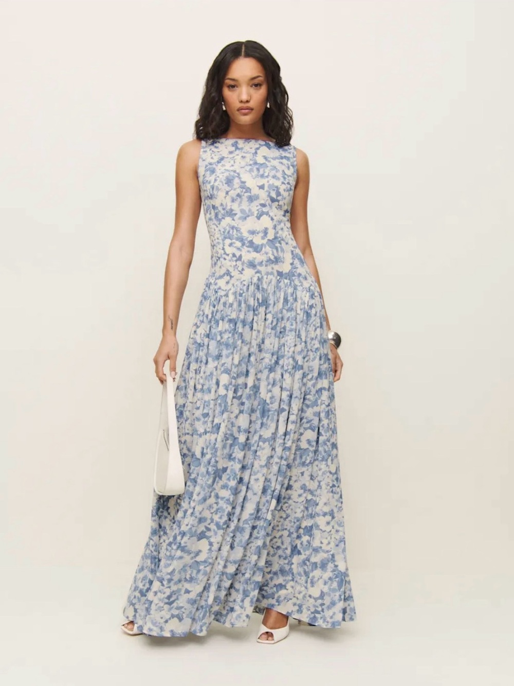Reformation Camella Dress in Larkspur | Size 4 | Sleeveless Blue Floral Maxi